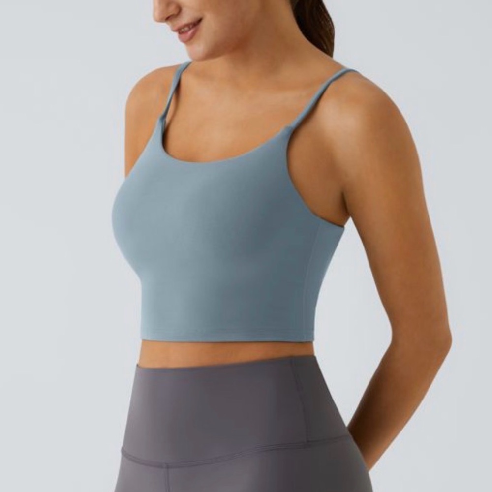 Halara Basic Padded Workout Cropped Low Support Tank Top A-C Cups  subdued blue